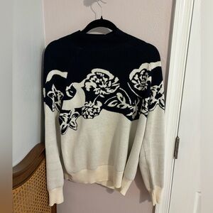 Amour Vert Juno Organic Cotton Sweater Navy/ Ivory